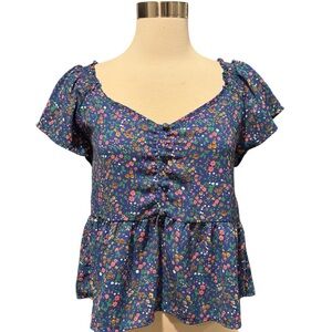 SIENNA SKY blue floral blouse